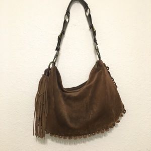 Berge Leather Boho Slouch Purse Tassel Fringe